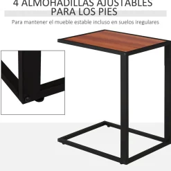 Mesita auxiliar Moka Homcom especial sofá nogal 64,2x50,8x40,6 cm