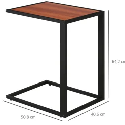 Mesita auxiliar Moka Homcom especial sofá nogal 64,2x50,8x40,6 cm