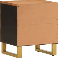 Mesita de noche Agapanto puerta reversible madera de mango marrón/negro 46x40x33,5 cm