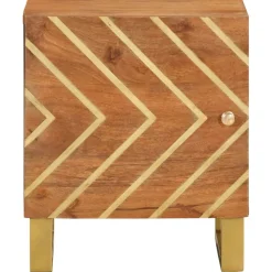 Mesita de noche Agapanto puerta reversible madera de mango marrón/negro 46x40x33,5 cm