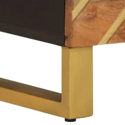 Mesita de noche Agapanto puerta reversible madera de mango marrón/negro 46x40x33,5 cm