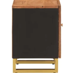 Mesita de noche Agapanto puerta reversible madera de mango marrón/negro 46x40x33,5 cm