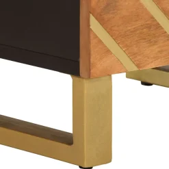 Mesita de noche Alabastro cajón + compartimento madera de mango negro/marrón 46x40x33 cm