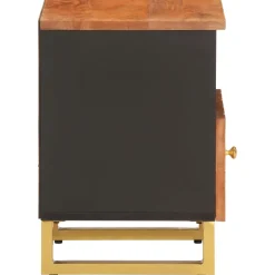 Mesita de noche Alabastro cajón + compartimento madera de mango negro/marrón 46x40x33 cm