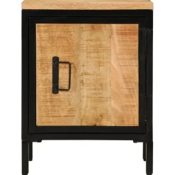 Mesita de noche Areca armario con pomo madera de mango natural 52,5x40x30 cm
