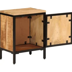 Mesita de noche Areca armario con pomo madera de mango natural 52,5x40x30 cm