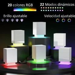 Mesita de noche Aura Homcom luz LED con 3 cajones blanco 60x40x35 cm