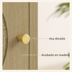 Mesita de noche Bali Homcom 1 estante abierto + 1 compartimento natural 55x40x35 cm