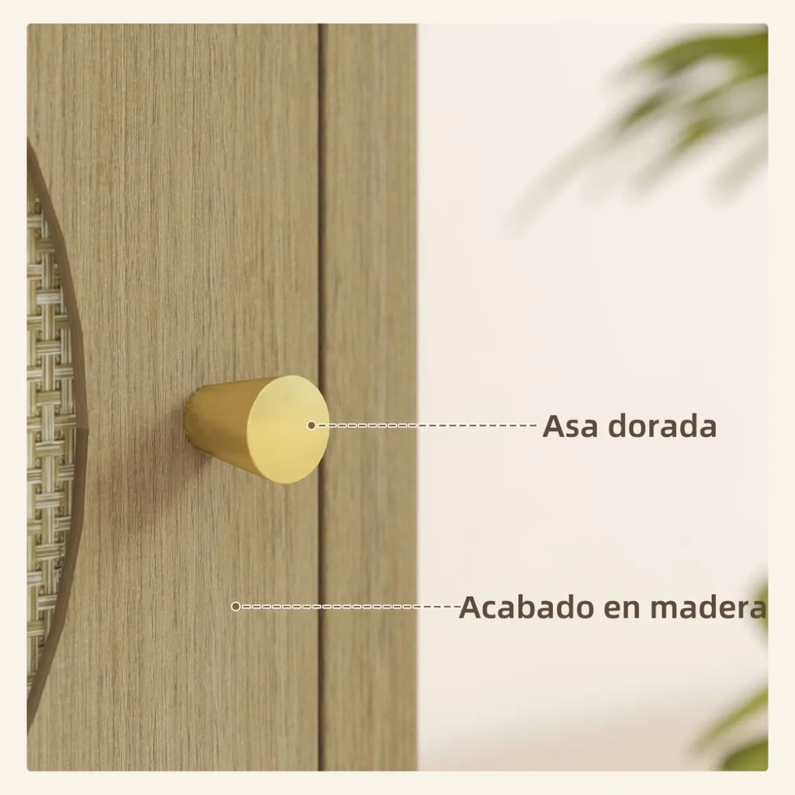 Mesita de noche Bali Homcom 1 estante abierto + 1 compartimento natural 55x40x35 cm
