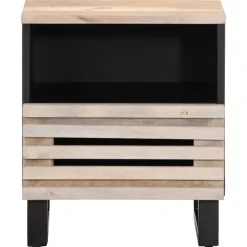 Mesita de noche Brezo 1 cajón + compartimento madera mango blanqueado natural 46x40x34 cm