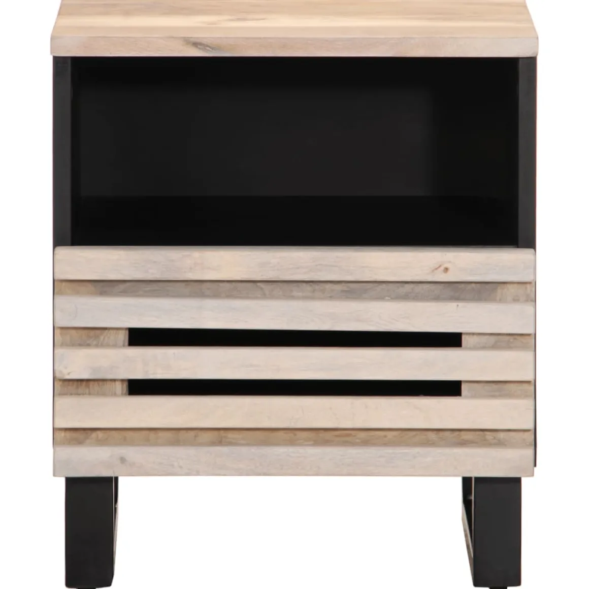 Mesita de noche Brezo 1 cajón + compartimento madera mango blanqueado natural 46x40x34 cm