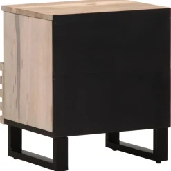 Mesita de noche Brezo 1 cajón + compartimento madera mango blanqueado natural 46x40x34 cm