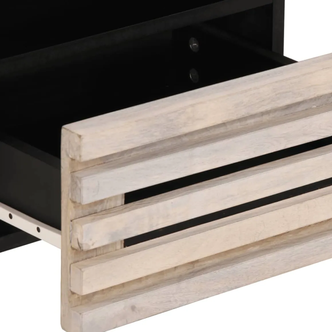 Mesita de noche Brezo 1 cajón + compartimento madera mango blanqueado natural 46x40x34 cm