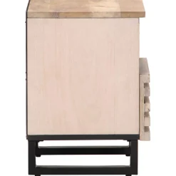Mesita de noche Brezo 1 cajón + compartimento madera mango blanqueado natural 46x40x34 cm