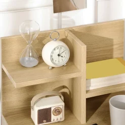 Mesita de noche Cala Homcom estantes + cajón natural 73x45x35 cm
