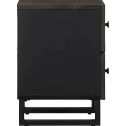 Mesita de noche Charoita 2 cajones madera de mango negro 46x40x33 cm