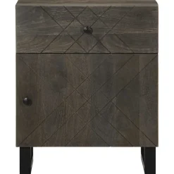Mesita de noche Cornalina 1 cajón + armario madera de mango negro 60x50x33 cm