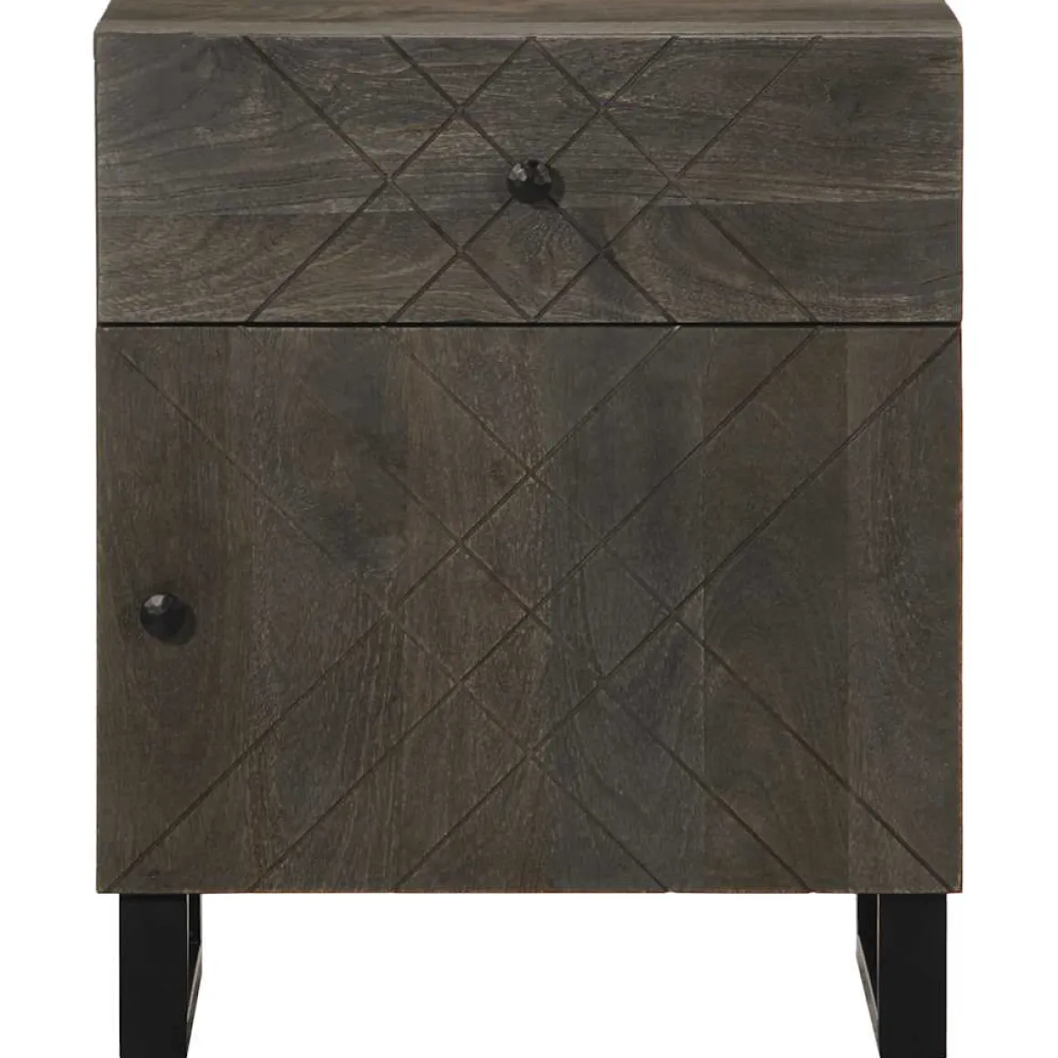 Mesita de noche Cornalina 1 cajón + armario madera de mango negro 60x50x33 cm