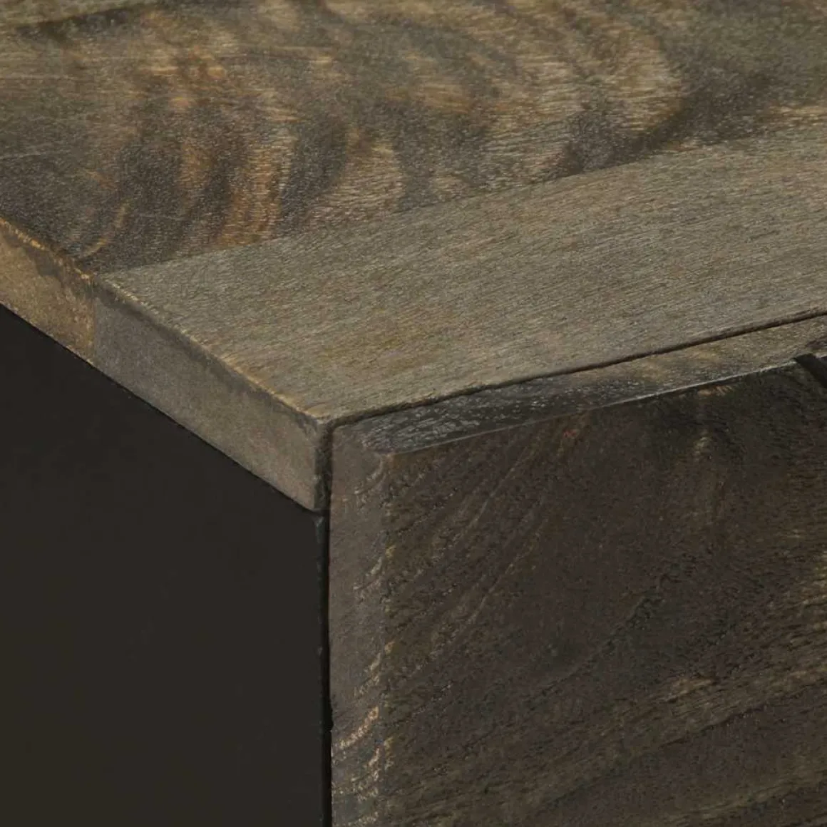 Mesita de noche Cornalina 1 cajón + armario madera de mango negro 60x50x33 cm