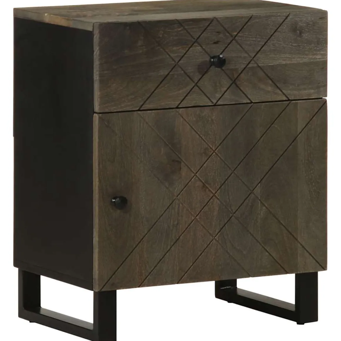 Mesita de noche Cornalina 1 cajón + armario madera de mango negro 60x50x33 cm