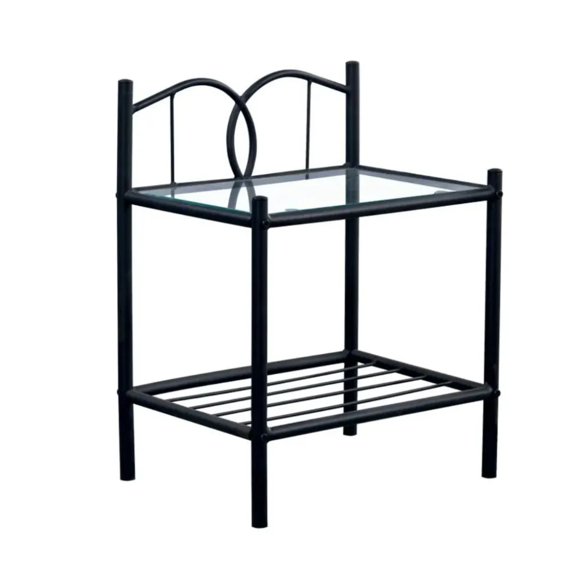 Mesita de noche Cynthia diseño forjado negro 60x46x46 cm