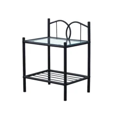 Mesita de noche Cynthia diseño forjado negro 60x46x46 cm