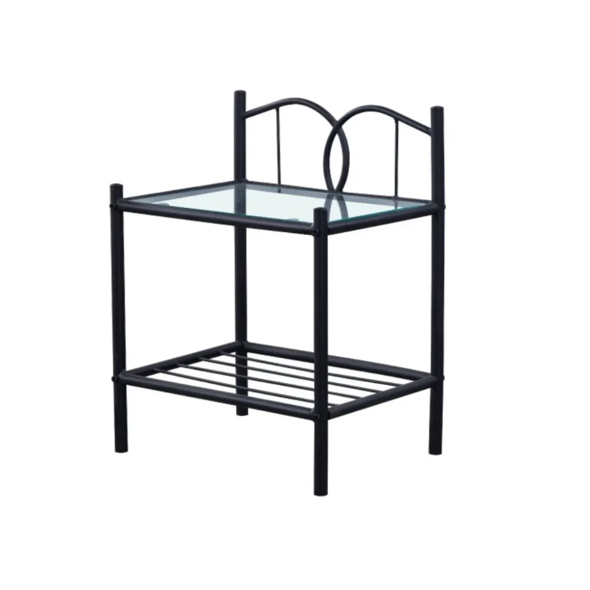 Mesita de noche Cynthia diseño forjado negro 60x46x46 cm