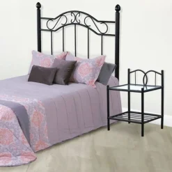 Mesita de noche Cynthia diseño forjado negro 60x46x46 cm