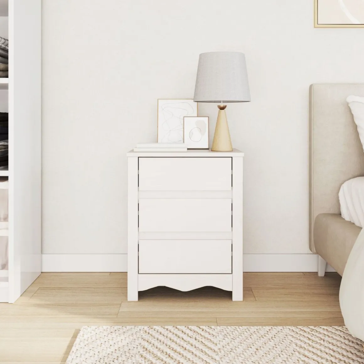 Mesita de noche Drammen 3 cajones 56x45x35 cm