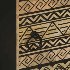 Mesita de noche Egipto con puerta natural/negro 46x40x33,5 cm