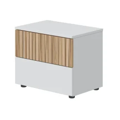 Mesita de noche Ethna 2 cajones blanco/natural 41,5x50x34 cm