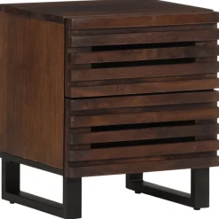 Mesita de noche Gardenia 2 cajones madera de mango marrón oscuro 46x40x34 cm