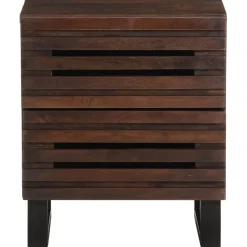 Mesita de noche Gardenia 2 cajones madera de mango marrón oscuro 46x40x34 cm