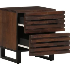 Mesita de noche Gardenia 2 cajones madera de mango marrón oscuro 46x40x34 cm