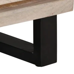 Mesita de noche Geranio 2 cajones madera maciza blanqueada natural 46x40x34 cm