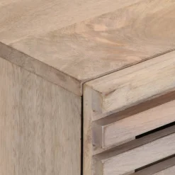 Mesita de noche Geranio 2 cajones madera maciza blanqueada natural 46x40x34 cm