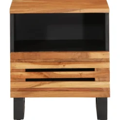 Mesita de noche Girasol 1 cajón + compartimento madera de acacia natural 46x40x34 cm