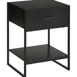 Mesita de noche Gálvez Homcom 1 cajón + 1 estante negro 60x45x40 cm