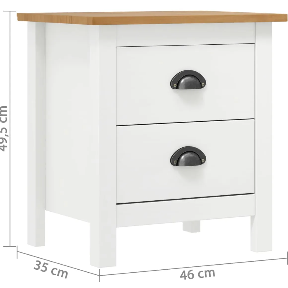 Mesita de noche Hill 2 cajones madera maciza de pino 49,5x46x35 cm