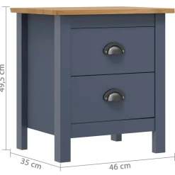 Mesita de noche Hill 2 cajones madera maciza de pino 49,5x46x35 cm