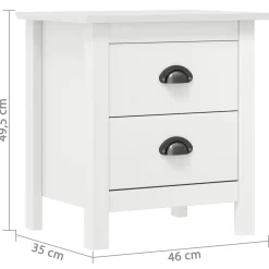 Mesita de noche Hill 2 cajones madera maciza de pino 49,5x46x35 cm