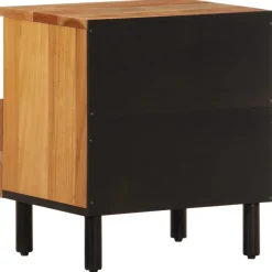 Mesita de noche Joropo cajón + compartimento madera de acacia natural 46x40x33 cm