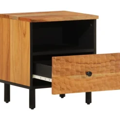 Mesita de noche Joropo cajón + compartimento madera de acacia natural 46x40x33 cm