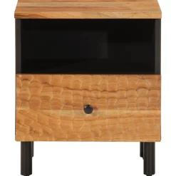 Mesita de noche Joropo cajón + compartimento madera de acacia natural 46x40x33 cm