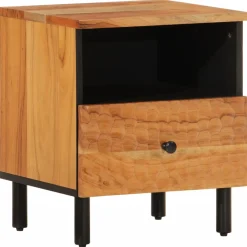 Mesita de noche Joropo cajón + compartimento madera de acacia natural 46x40x33 cm