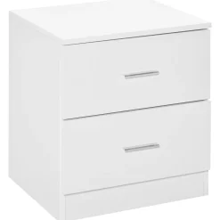 Mesita de noche Leonor Homcom 2 cajones blanco 49x45x39,5 cm