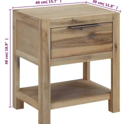Mesita de noche Livo con cajón + estante madera 48x40x30 cm