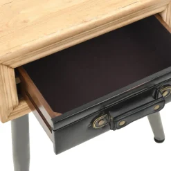 Mesita de noche Lock con cajón madera de abeto natural/gris 50x43x38 cm