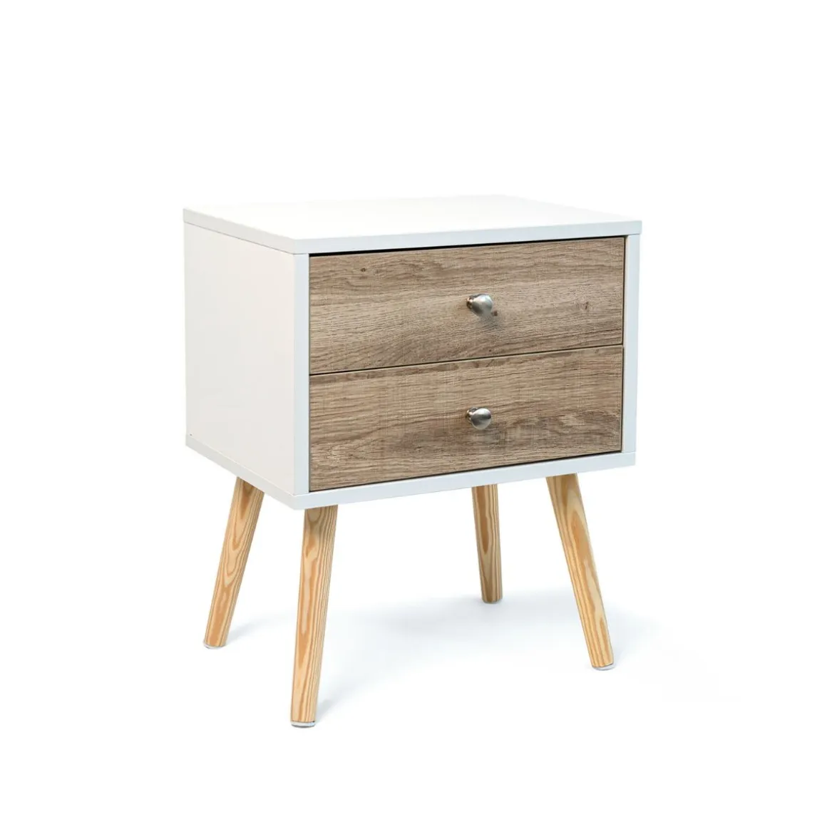 Mesita de noche MOA Vinthera 2 cajones natural/blanco 49,5x40x30 cm