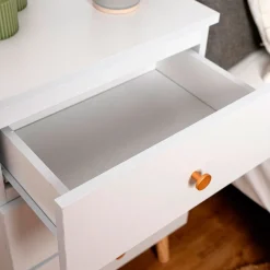 Mesita de noche MOA Vinthera 1 cajón blanco/madera 51x40x30 cm